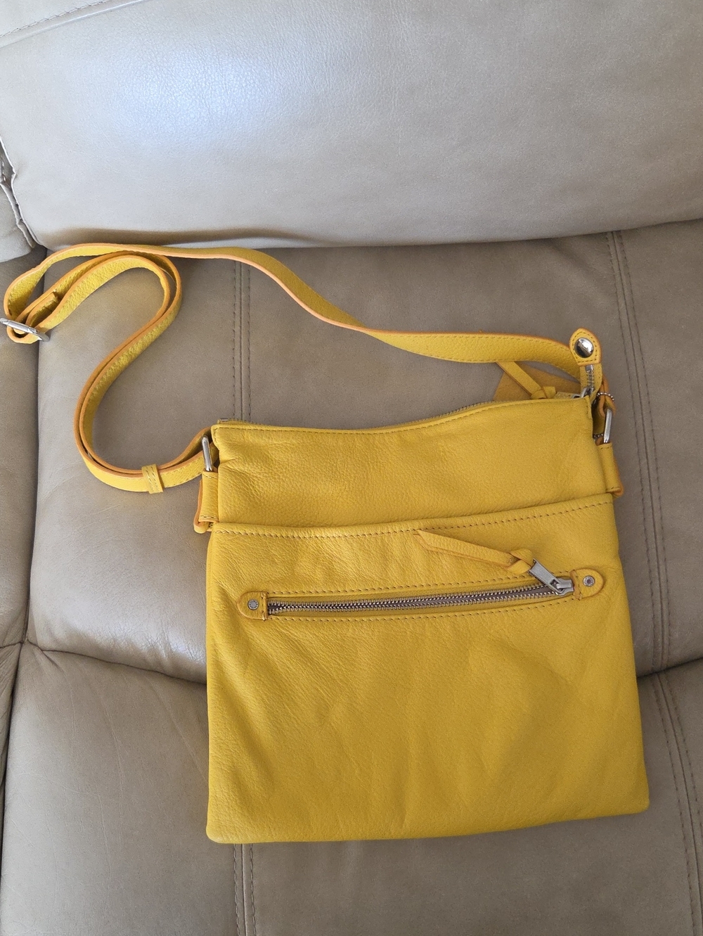 Danier Yellow Genuine Leather Crossbody Bag Excellent Condition Leather Strap